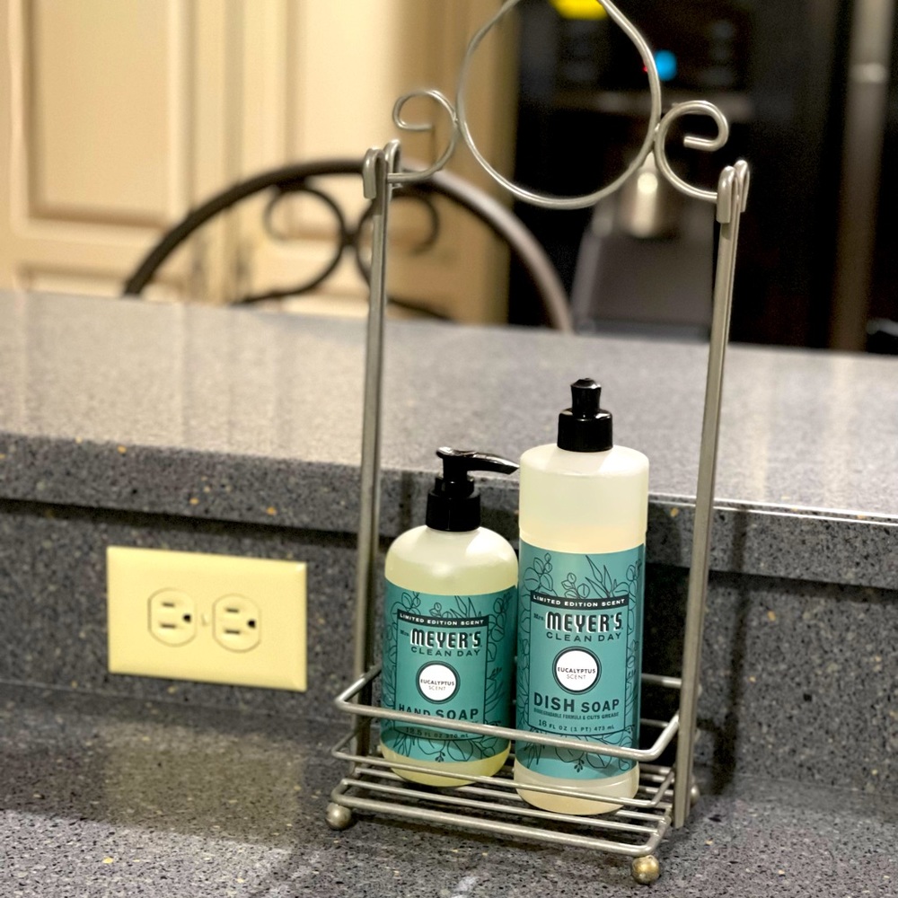 Soap and Lotion caddy.  Can also drape a hand towel